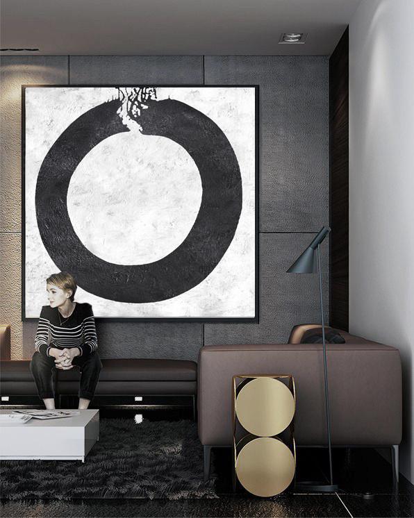 Minimal Black and White Painting #MN18A - Click Image to Close